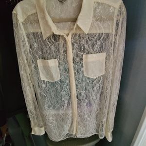 Guess Lace Button Down Shirt